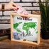 World Map Design Personalized Wooden Piggy Bank Collection Box